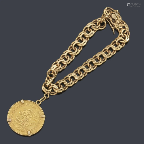 18K yellow gold Hungarian link bracelet with '20