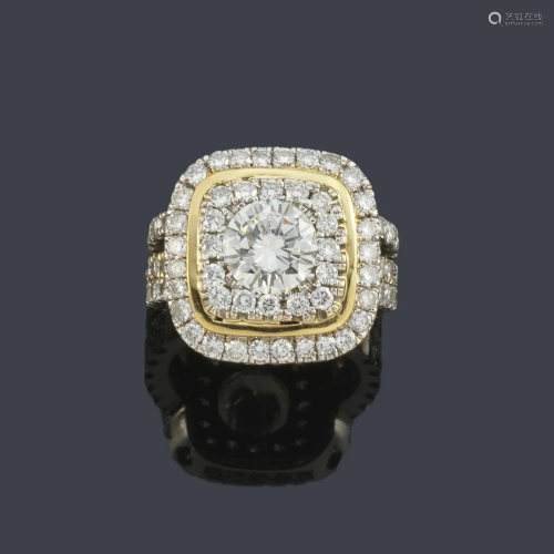 Ring with central brilliant of approx. 2.10 ct, set