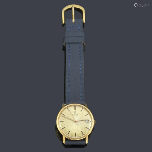 Men's OMEGA with 18K yellow gold case Gold dial with