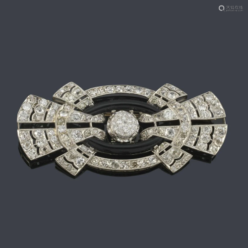 Art deco' brooch with old cut and 8/8 diamonds of