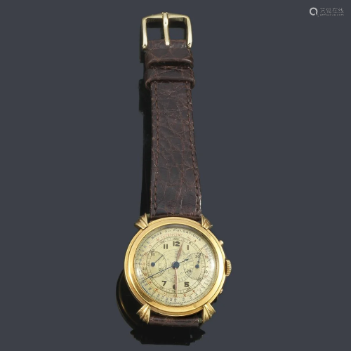 Gents chronograph watch with 18K yellow gold case