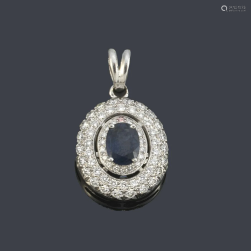 Pendant with central oval cut sapphire of approx. 1.32