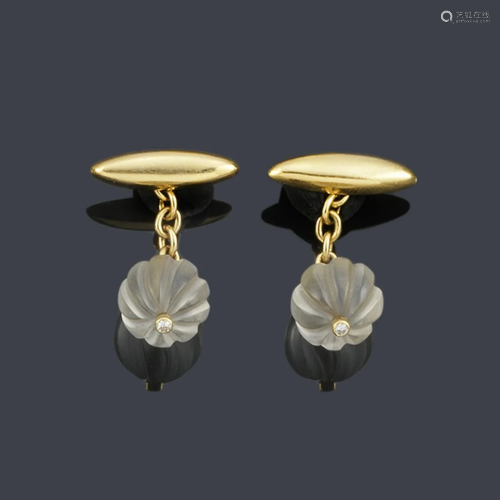Spherical and galloned rock crystal couple cufflinks