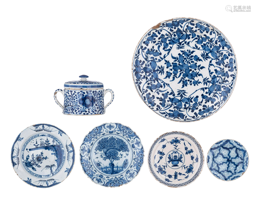 A collection of 18thC Dutch & English Delftware items,