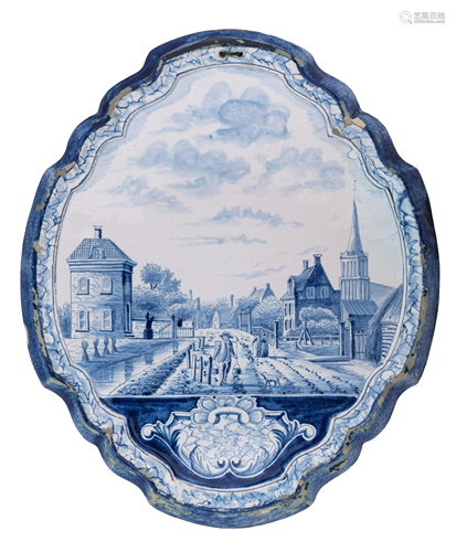 A Makkum Tichelaar Delftware oval wall plaque,