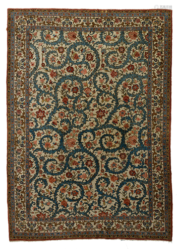 An Oriental Ghoum rug, decorated with floral