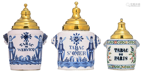 A collection of three earthenware tobacco jars with