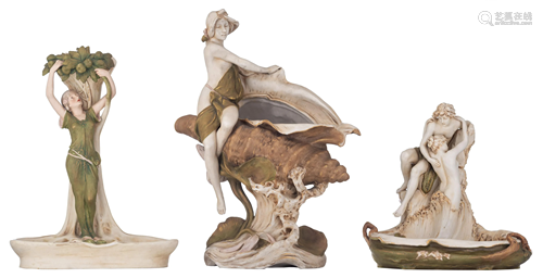 A collection of three Art Nouveau Royal Dux figural