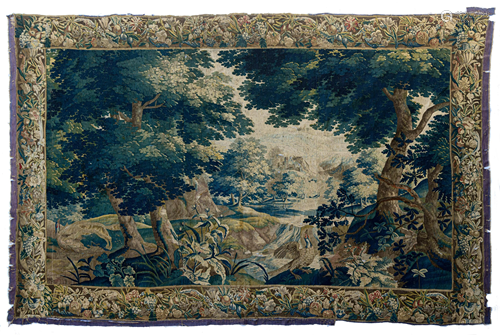 A French Aubusson verdure tapestry, 206 x 258 cm