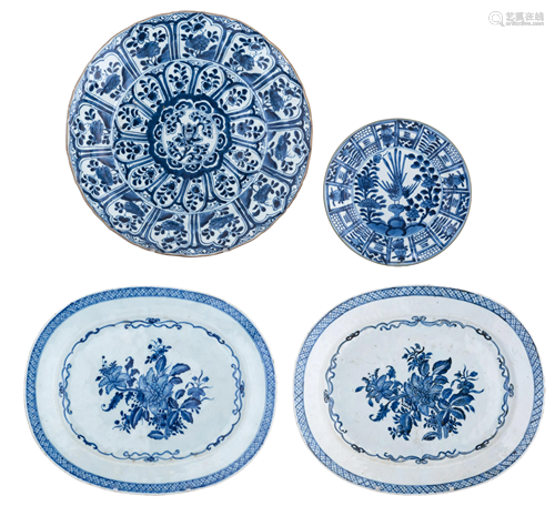 Two Kangxi period Kraak style plates and two Qianlong