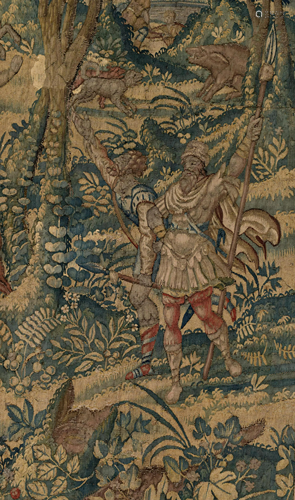 An exceptional Flemish wall tapestry, depicting wild