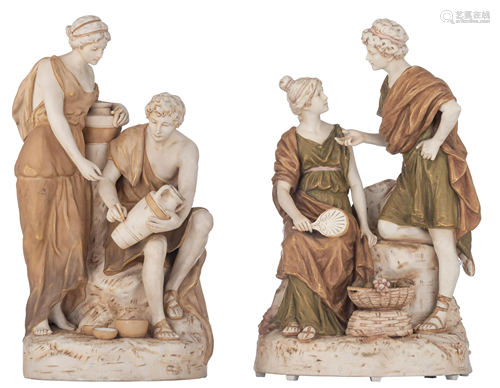 A collection of two Royal Dux figurine groups with