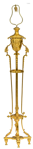 A fine Louis XVI style gilt bronze floor lamp, H 183 cm