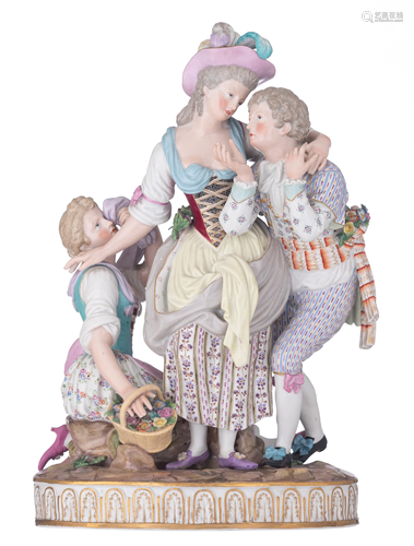 A Meissen porcelain group depicting two ladies