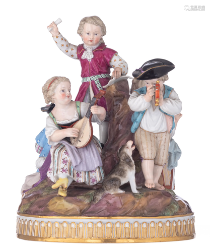 A Meissen porcelain group depicting music-making