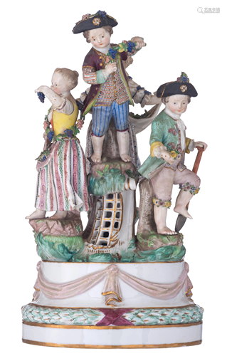 A Meissen porcelain group depicting 4 children, after