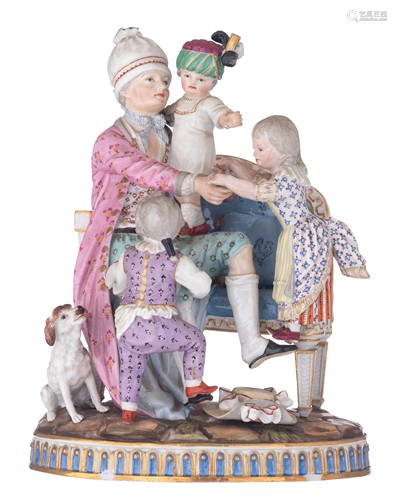 A Meissen porcelain group depicting the good father,