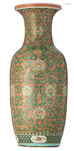 A Chinese iron-red and famille verte vase, 19thC, H 79