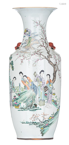 A Chinese Republic period famille rose vase, paired