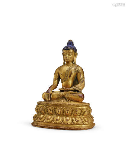 十八世纪 铜鎏金释迦牟尼佛坐像