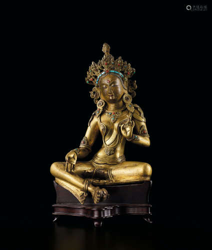 十八世纪 铜鎏金绿度母坐像