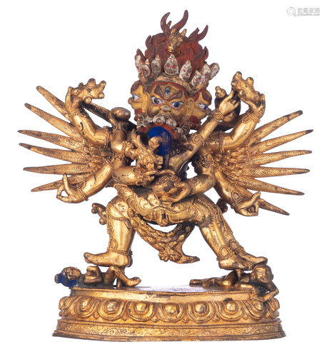 A Sino-Tibetan gilt-bronze figure of Tantric deity,