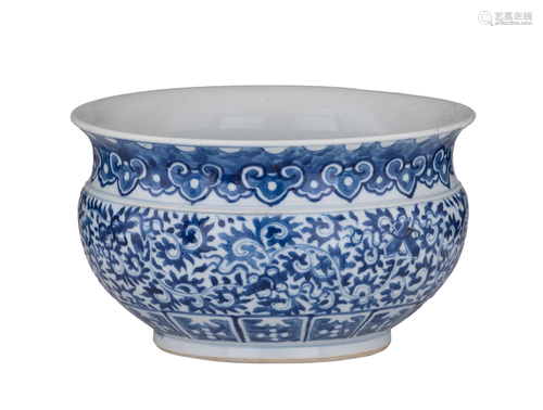 A Chinese blue and white 'Buddhist emblems' porcelain