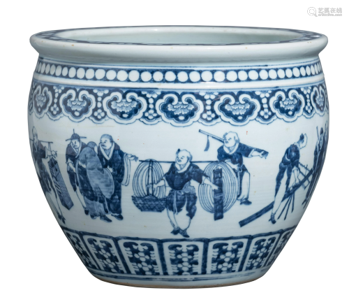 A Chinese blue and white jardiniÃ¨re, late 19thC, H 25