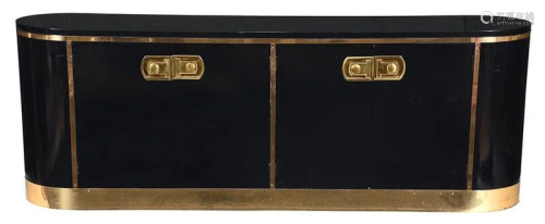 Mastercraft Black Lacquer and Brass Sideboard