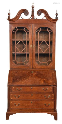 Southern Chippendale Walnut Desk and Bookcase