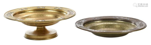 Two Tiffany Bronze and Enamel Bowls
