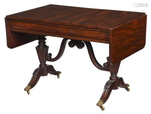 Boston Classical Mahogany Drop Leaf Library Table