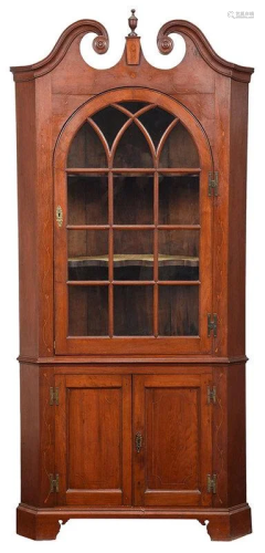 Southern Federal Inlaid Walnut Corner Cupboard