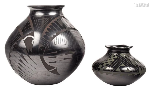 Two Signed Mata Ortiz Blackware Pots