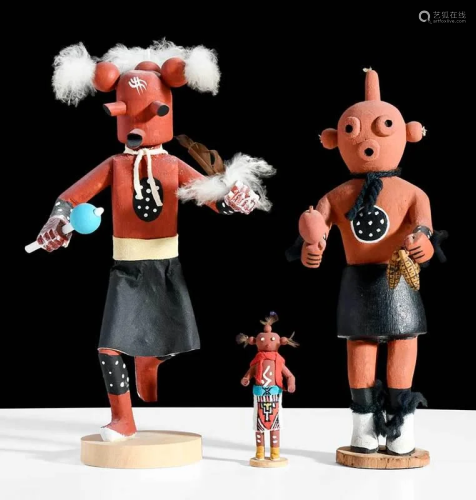 Three Mudhead Kachina Dolls