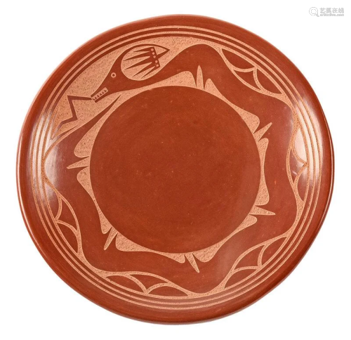 Tony Da Etched Redware Plate