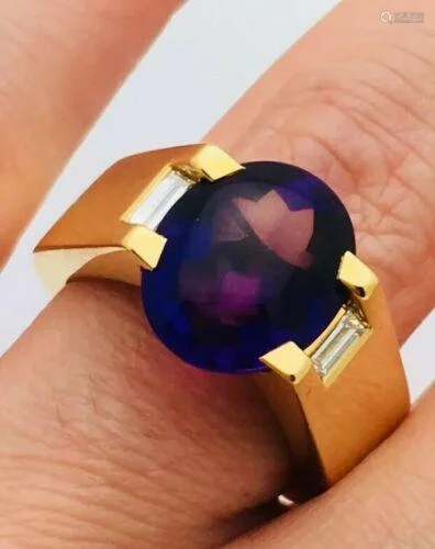 Cartier 18k Gold Amethyst Diamond Ring Size 6