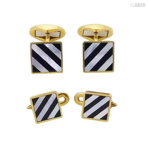 Tiffany & Co 18k Yellow Gold Cufflinks & Shirt Set