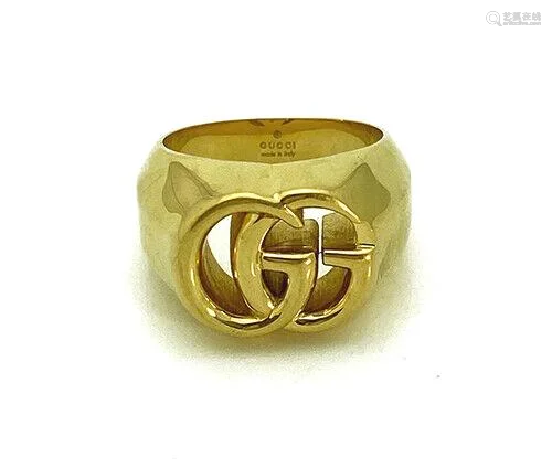 Gucci Running G Marmont 18K Yellow Gold Ring Size 10