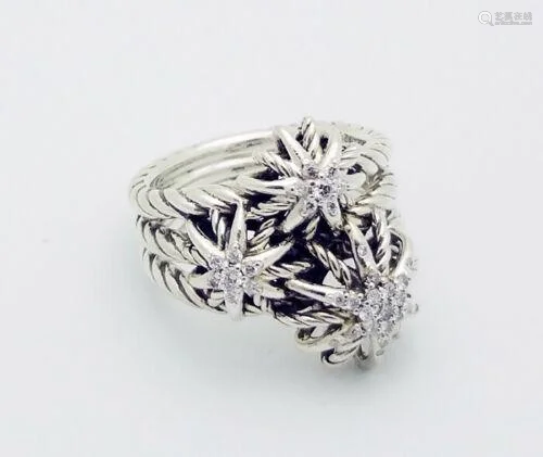 David Yurman Sterling Silver Starburst Cluster .19 Tcw