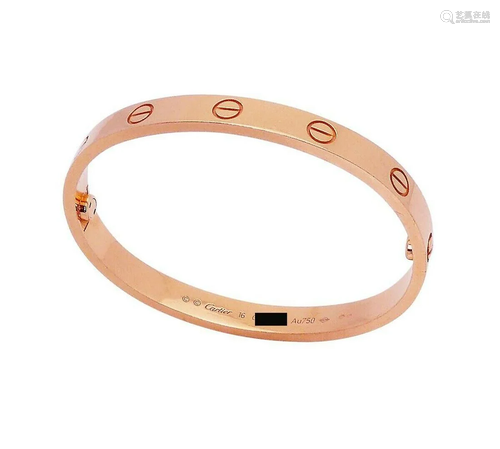 Cartier 18k Rose Gold Love Bracelet Size 16