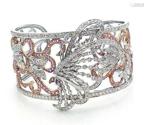 Butterfly Cuff Bracelet in White Gold apx. 6.5 TCW