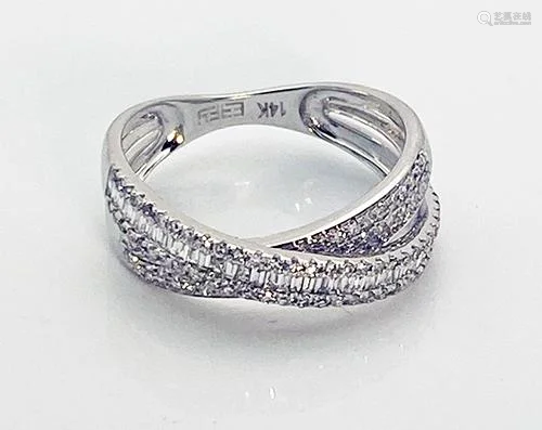 Effy Classique 14K Diamond Crisscross Ring Size 7.25