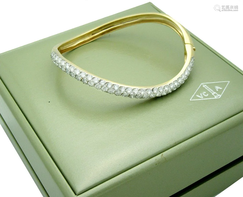 Van Cleef & Arpels 18k Diamond Bangle Bracelet Yellow