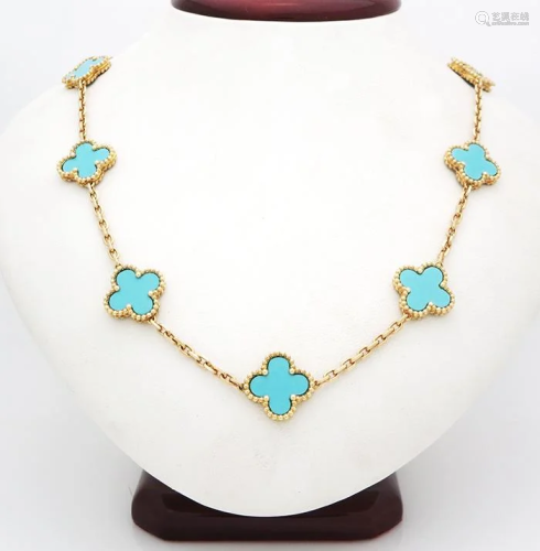 Vintage Van Cleef & Arpels 18K Yellow Gold Turquoise