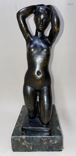 FRENCH BRONZE SCULPTURE ARISTIDE MAILLOL KNEELING NUDE