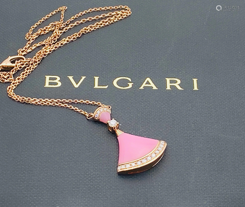 BVLGARI 18K PINK DIVA'S DIAMOND PENDANT NECKLACE