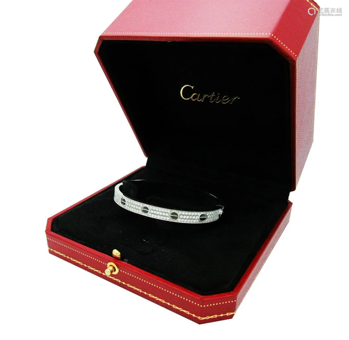 CARTIER 18K BLACK CERAMIC DIAMOND PAVED LOVE BRACELET