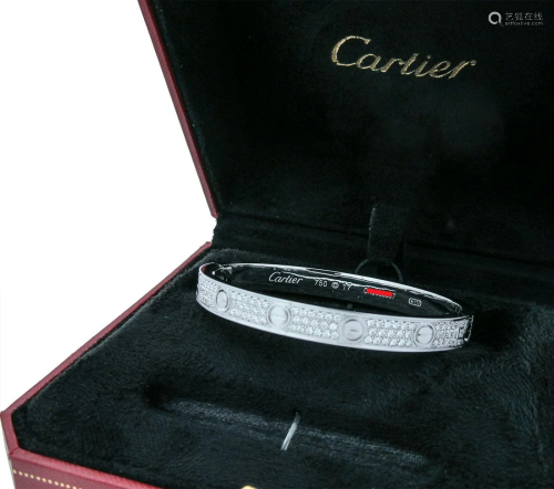 Cartier LOVE DIAMOND PAVED WHITE GOLD BRACELET