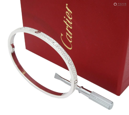 Cartier 18k DIAMOND LOVE THIN PAVÉ BRACELET